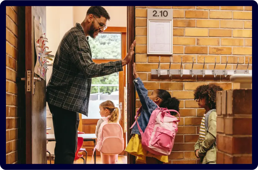 A woman leaning against a doorframe. Text reads 'Child Abuse Mandated Reporter Training.'